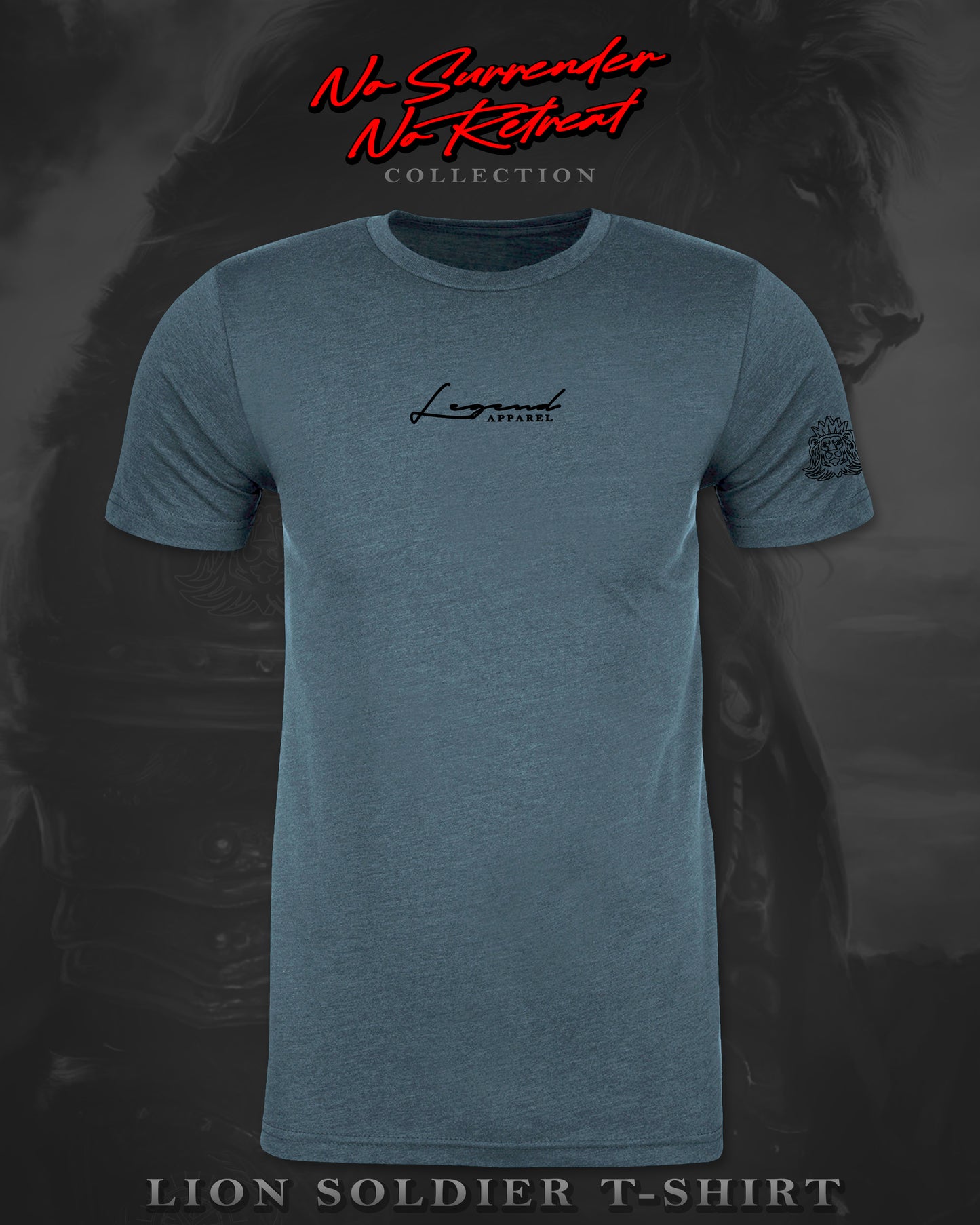 LION SOLDIER T-SHIRT- SLATE BLUE